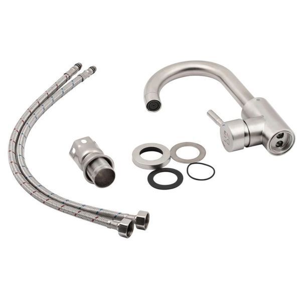 Смеситель для кухни Lidz Aria 015F2 (k35) LDARI015F2NKS34942 Nickel, однорычажный, поворотный излив SD00041046 фото