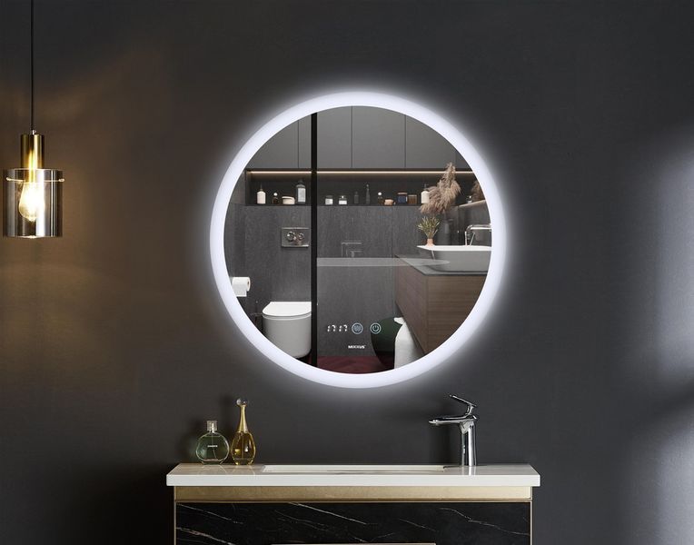 Дзеркало Mixxus PLAIN MC10-80 з LED Touch, Anti-fog, димером, регулюванням яскравості, годинником MI6932 фото