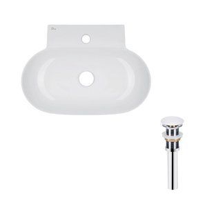 Комплект Qtap Cardinal: Раковина подвесная / накладная овальная 565х400х130 мм White + Донный клапан PU02 SD00053454 фото