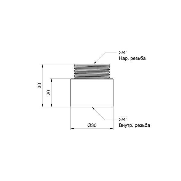 Подовжувач SD Plus 20х3/4" хром SD1302020 SD00010155 фото