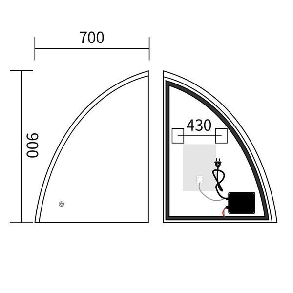 Дзеркало Mixxus Premium TOPPER MS02-75x100 (LED Touch, Anti-fog, димер (3-6,5kK)) (MP6634) MP6634 фото