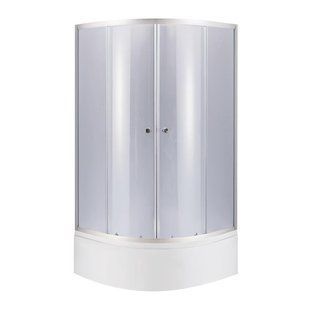 Душова кабіна Latwa SC90x90.SAT.HIGH.GR полукругла, скло тон 4 мм + Душовий піддон KAPIELKA ST90x90x41, з панеллю Lidz SD00050796 фото