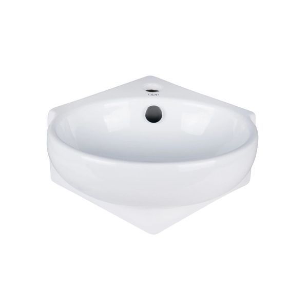 Комплект Qtap Leo N: Раковина підвісна угловая овальна 380x360x130 мм WHITE + Донний клапан PU02O SD00053455 фото