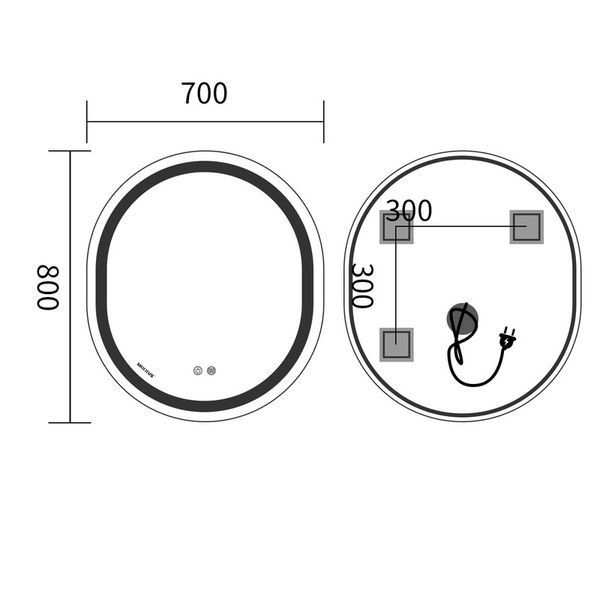 Дзеркало Mixxus Premium ELLIPSE MV05-80x70-REVERSE (LED Touch, Anti-fog, димер (3-6,5kK)) (MP6643) MP6643 фото