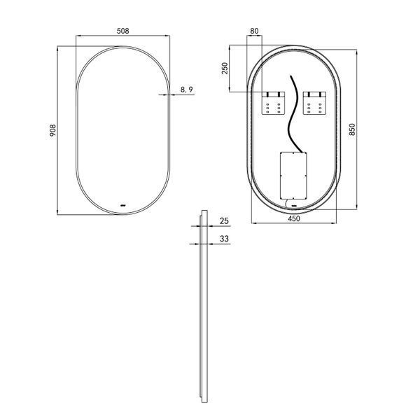 Дзеркало Qtap Scorpio 500х900 з LED-підсвічуванням, QT14787001B SD00049540 фото