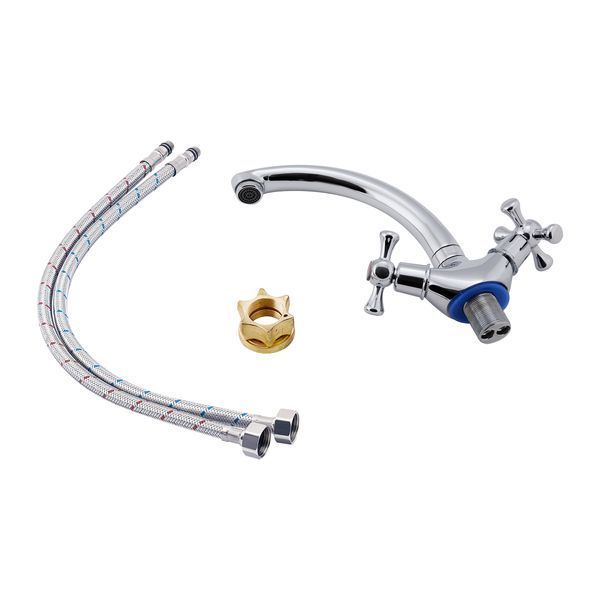Смеситель для кухни Lidz Lamb 272F двухрычажный LDLAM272FCRM22018 Chrome, поворотное излияние, глянцевая SD00028115 фото