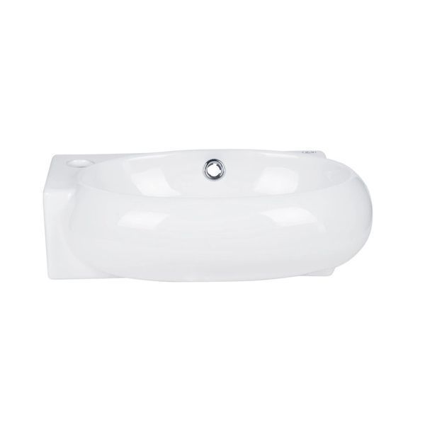 Комплект Qtap Leo: Раковина підвісна овальна ліва 430x290x140 мм White + Донний клапан PU02O SD00053456 фото