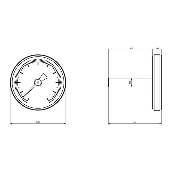 Термометр SD Plus 120&ordm;C 63 мм 1/2", заднє підключення SD17440MM, аксіальний, для неагресивних рідин SD00021365 фото