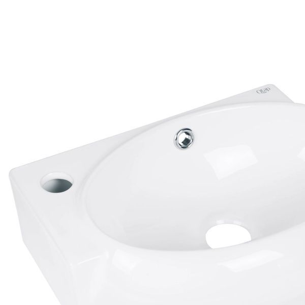 Комплект Qtap Leo: Раковина підвісна овальна ліва 430x290x140 мм White + Донний клапан PU02O SD00053456 фото