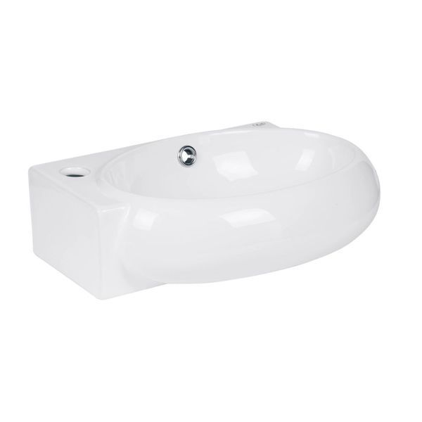 Комплект Qtap Leo: Раковина підвісна овальна ліва 430x290x140 мм White + Донний клапан PU02O SD00053456 фото