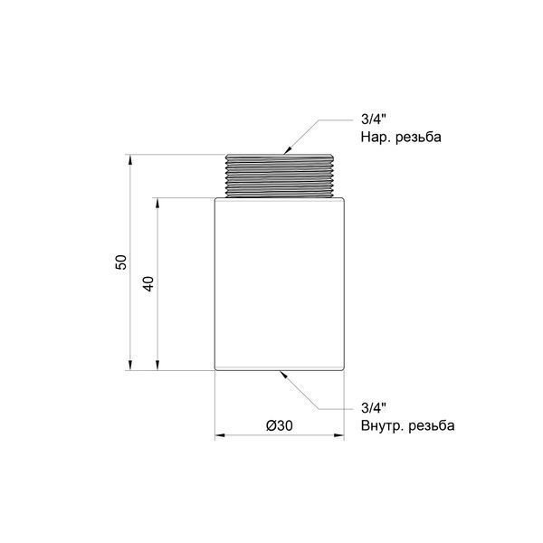 Подовжувач SD Plus 40х3/4" хром SD1302040 SD00010157 фото