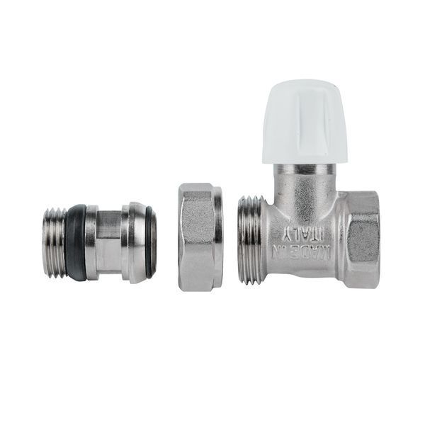 Кран радіаторний Icma 1/2" з антипротечкою прямий без ручки №815+940, латунь, нікельоване покриття SD00021130 фото