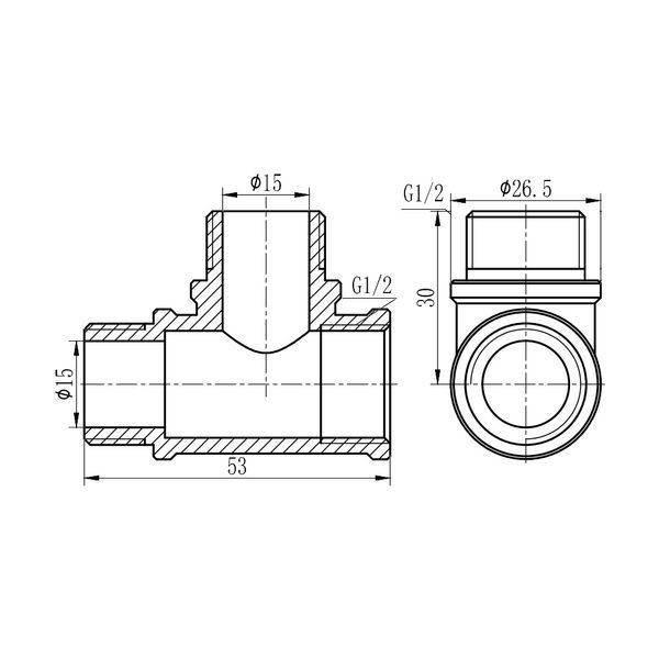 Тройник SD Forte 1/2" ВНН хром SF365H15 SD00002688 фото