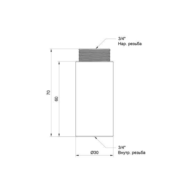 Подовжувач SD Plus 60х3/4" хром SD1302060 SD00010159 фото