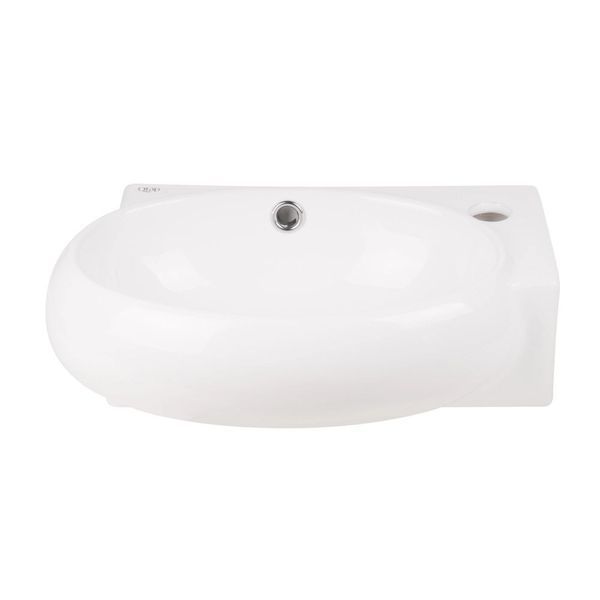 Комплект Qtap Leo: Раковина подвесная овальная правая 430x290x140 мм White + Донный клапан PU02O SD00053457 фото