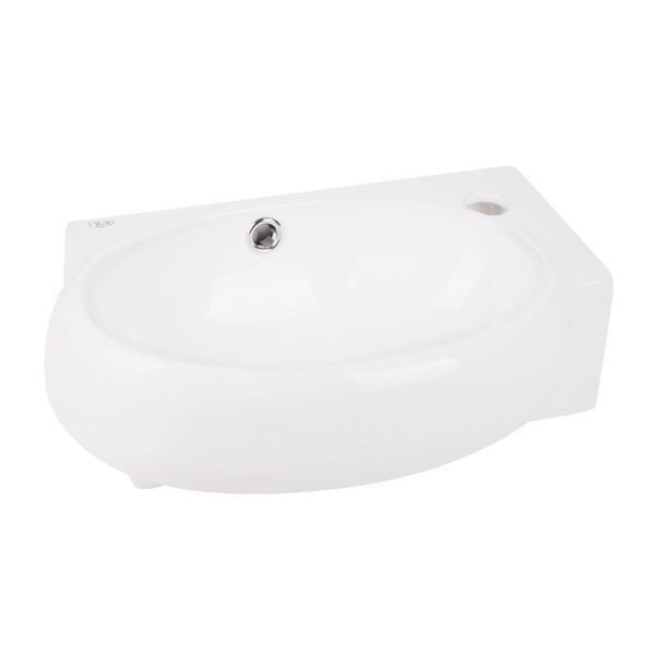 Комплект Qtap Leo: Раковина подвесная овальная правая 430x290x140 мм White + Донный клапан PU02O SD00053457 фото