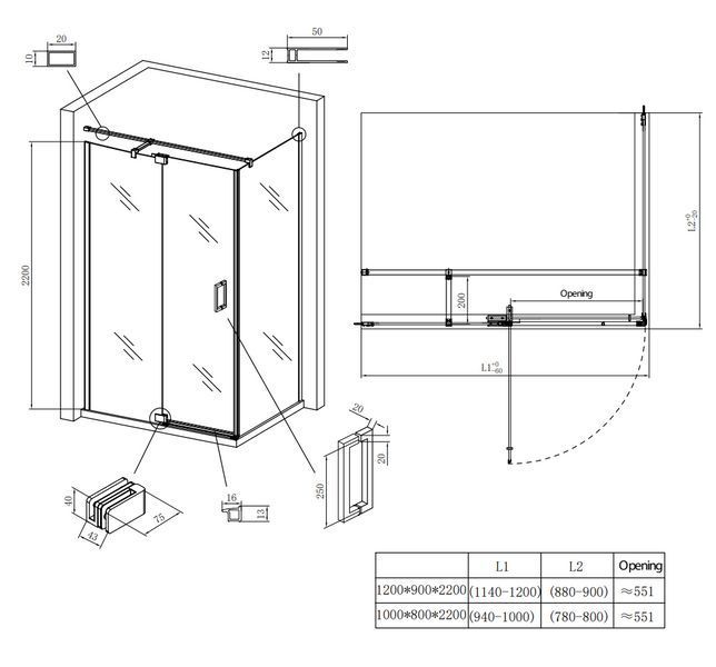 Душевая кабина без поддона Koer SR SC02 100x80 см, прозрачное стекло Easy Clean 8мм, хром (KR5355) KR5355 фото