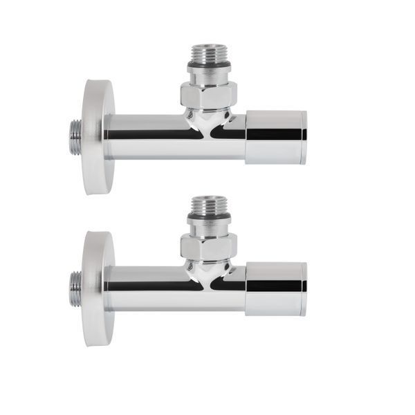 Комплект кранів SD Forte 1/2" НР для рушникосушарки кутовий SF395W15, латунь, хромоване покриття SD00046628 фото