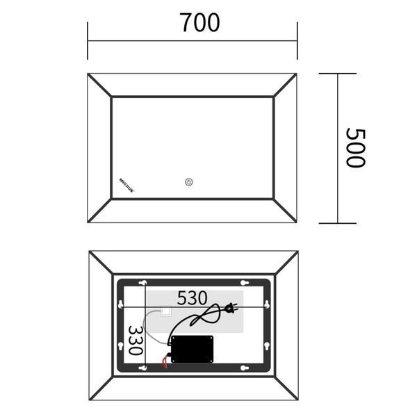 Дзеркало Mixxus CUBIC MR14-70x50-REVERSE (LED Touch, Anti-fog, димер) (MP6647) MP6647 фото