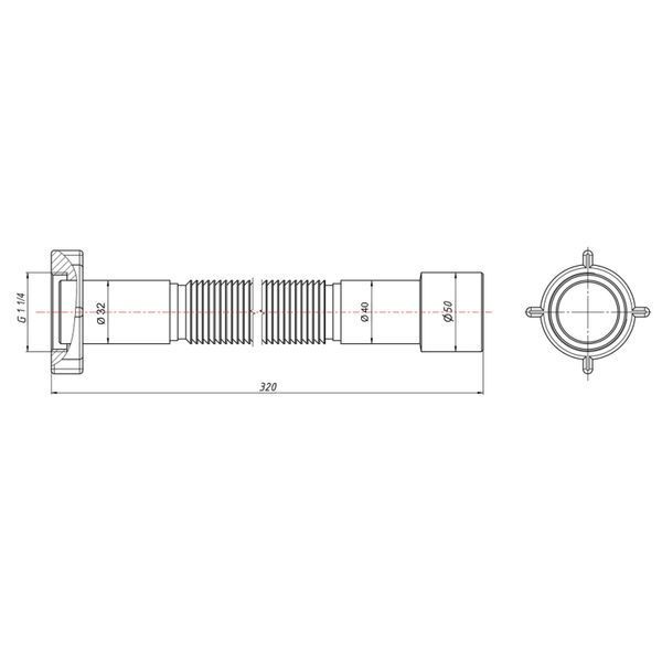 Гнучка труба Lidz LG03 з накидною гайкою 11/4" довжина 600 мм SD00051141 фото
