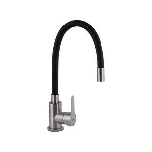 Змішувач для кухні Brinex Pure 015F3 з гнучким виливом Nickel/Black BRIPUR015F3NKB, одноважільний, нерж SD00053183 фото