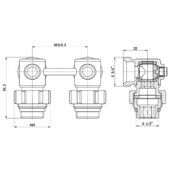 Кран кульовий SD Forte 3/4"х1/2" для радіатора нижній кутовий SF250W15 SD00021147 фото