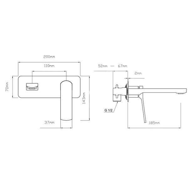 Смеситель для раковины Qtap Slavonice скрытого монтажа QTSLA3040103DB Black Matt SD00047478 фото