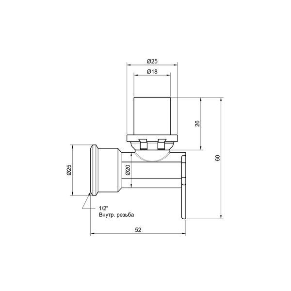 Кутик прес Icma 20х1/2" ВР настінний №410 SD00009781 фото