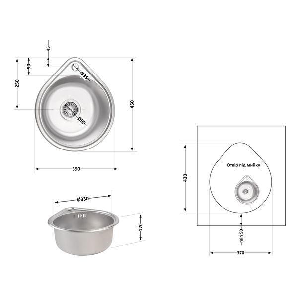 Кухонная мойка Lidz 4539 0,8 мм Micro Decor (LIDZ4539MDEC) SD00040850 фото