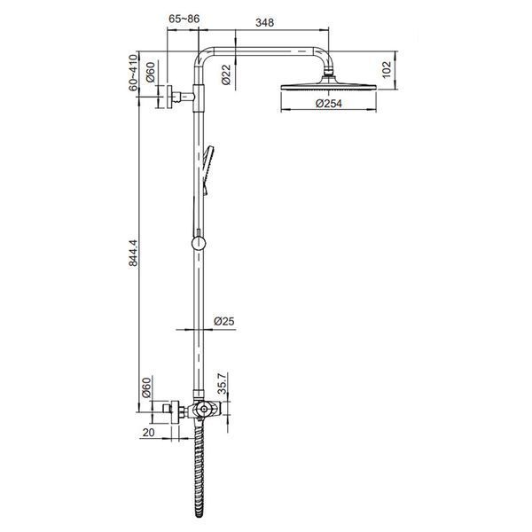 Душова колонка з термостатом Koer KB-55014-01, хром, 3 режими, 150 см шланг (KR4732) KR4732 фото