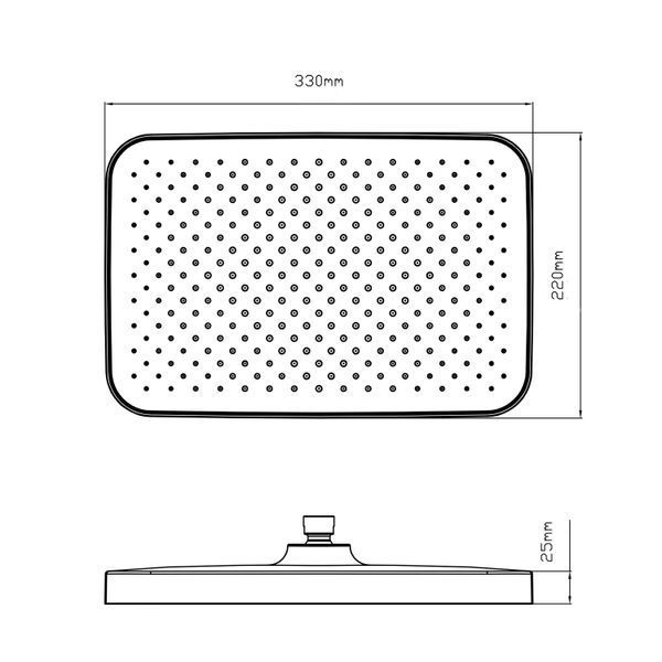 Лійка для верхнього душу Qtap Hlavova 330x330 мм прямокутна QTHLA107BLM45945 Black Matt, ABS пластик, 1 режим SD00052069 фото