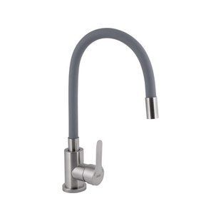 Змішувач для кухні Brinex Pure 015F3 з гнучким виливом Nickel/Grey BRIPUR015F3NKG SD00053184 фото