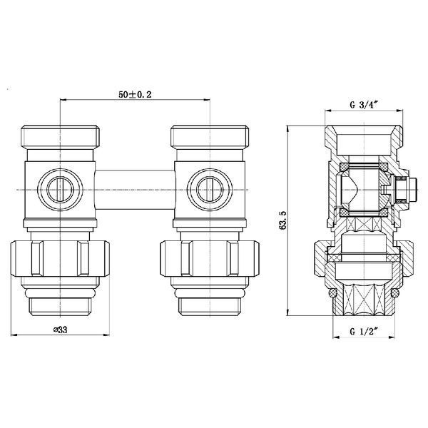 Кран кульовий SD Forte 3/4"х1/2" для радіатора нижній SF251W15 SD00021148 фото