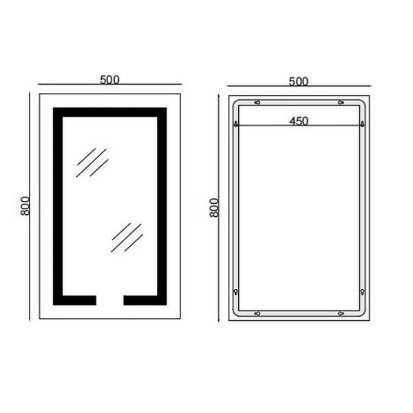 Дзеркало Mixxus Hard MR06-50x80 (годинник, LED-підсвітка, антизапотівання) (MI6011) MI6011 фото
