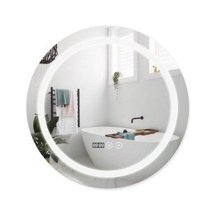 Дзеркало Qtap Mideya (DC-F803) R600 з LED-підсвічуванням Touch, з антизапітнінням, з годинником, диммером, для ванної SD00034656 фото