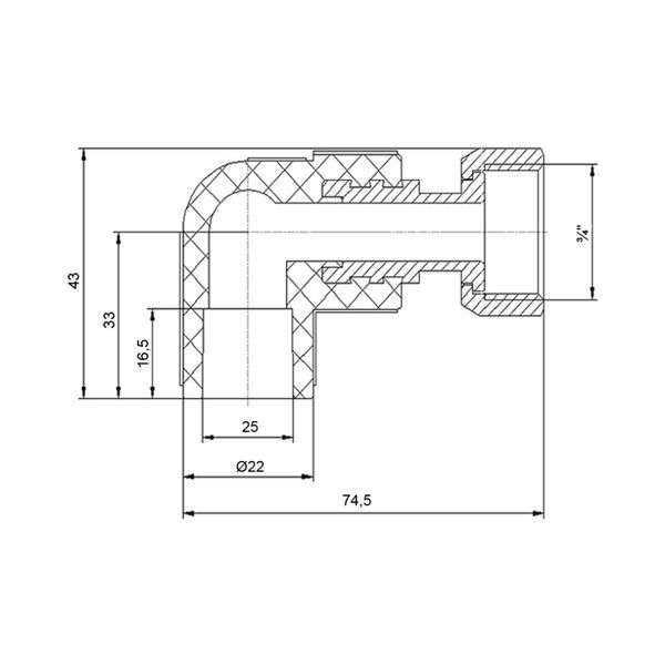 Уголок PPR с накидной гайкой Blue Ocean 25х3/4", 90&deg; ВР с латунным штоком SD00010057 фото