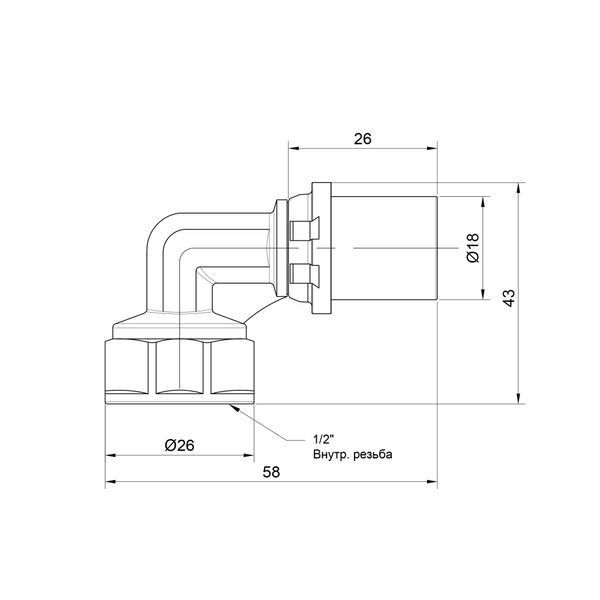 Уголок пресс Icma 16х1/2" ВР усиленный №405 SD00009801 фото