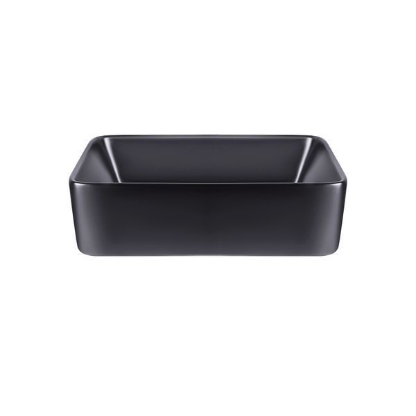Раковина-чаша Qtap Tern 475х370х140 Matt black з донним клапаном QT172074MBMB SD00046258 фото