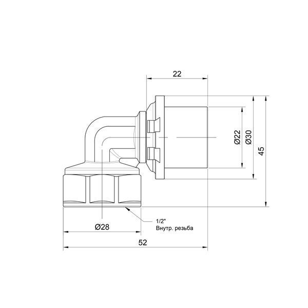 Уголок пресс Icma 20х1/2" ВР №405 SD00009802 фото