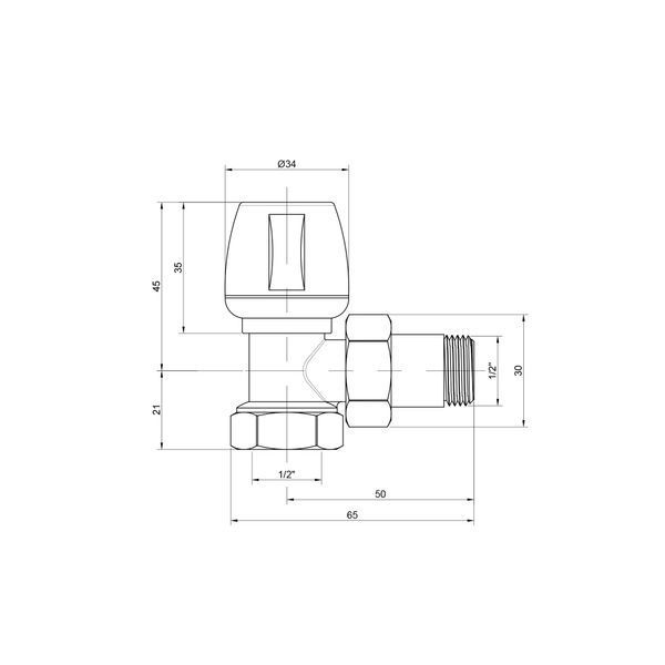 Кран радиаторный Icma 1/2" угловой №803 SD00005588 фото