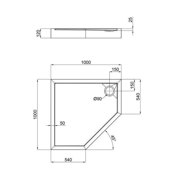 Душевой поддон Qtap Diamond 301112 100x100x12 см + сифон, акрил, низкий, белый SD00046993 фото