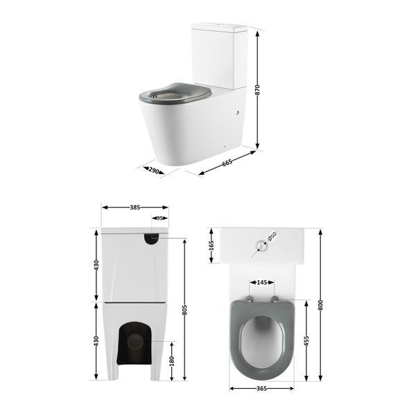 Унітаз підлоговий Qtap Freedom інклюзивний Rimless безобідковий з сидінням Soft-Close WHITE QT22226098W, з горизонтальним випуском SD00052583 фото