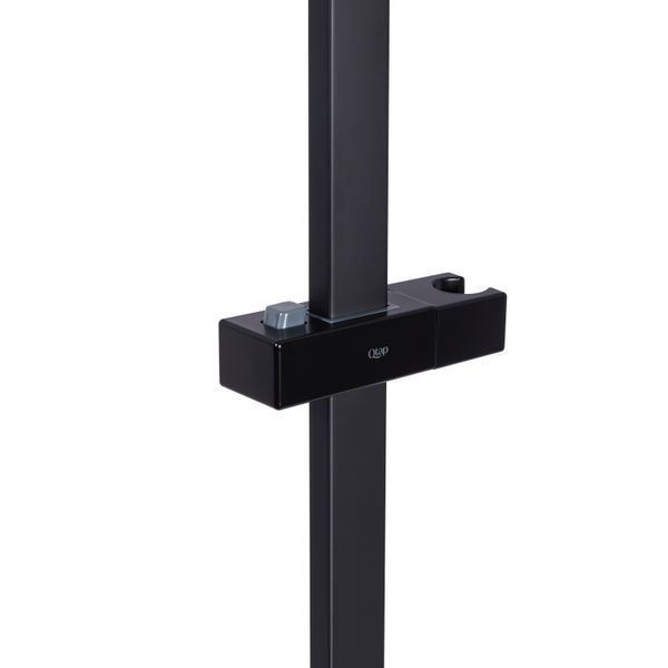 Душова стійка з тримачем універсальна Qtap Lepit 705 мм прямокутна QTLEP82103NB Black Matt, настінна установка SD00047528 фото