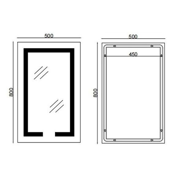 Дзеркало Mixxus HARD MR07-50x80 з LED Touch, Anti-fog, димером, регулюванням яскравості (MI6658) MI6658 фото
