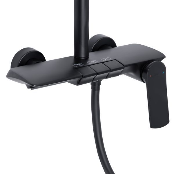 Душова система універсальна Qtap Slavonice на три споживача (з виливом) QTSLA111BLM45906 Black Matt, матова чорна поверхня SD00052030 фото