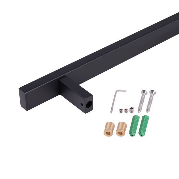 Душова стійка з тримачем універсальна Qtap Lepit 705 мм прямокутна QTLEP82103NB Black Matt, настінна установка SD00047528 фото
