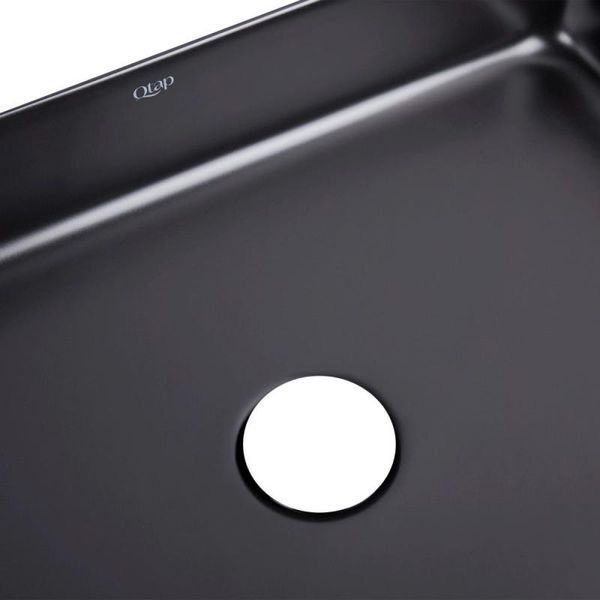 Комплект Qtap Tern: Раковина накладная прямоугольная 500х350х145 мм Matt Black + Донный клапан PU03 SD00053426 фото