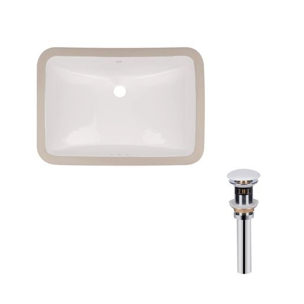 Комплект Qtap Stork: Раковина врізна прамокутна 530x370x200 мм White + Донний клапан PU02O SD00053417 фото