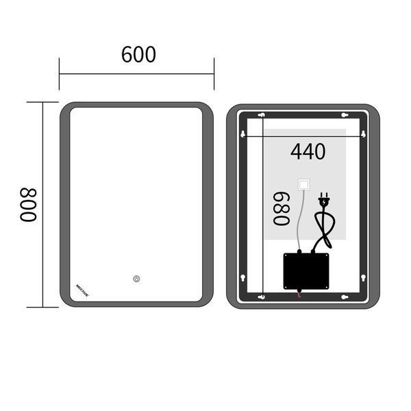 Дзеркало Mixxus Premium OLIVARY MR19-80x60-REVERSE (LED Touch, Anti-fog, димер (3-6,5kK)) (MP6628) MP6628 фото