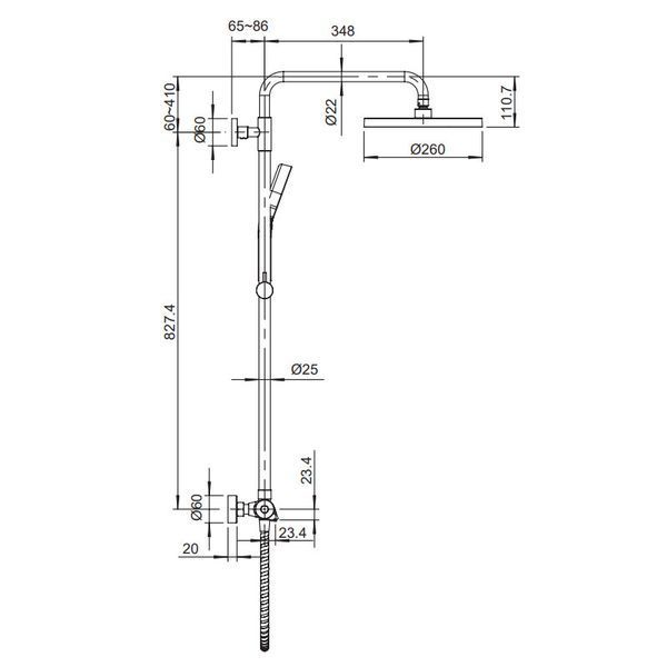 Душевая колонна Koer KB-55013-01 с термостатом и шлангом 150 см, хром (KR4730) KR4730 фото